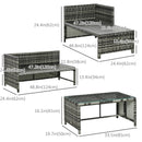Raya 3pc Outdoor Patio Sofa with RHF Chaise and Table - Mixed Grey - Seasonal Overstock