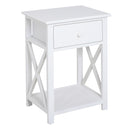 Selina White Accent End Table with Drawer - Seasonal Overstock