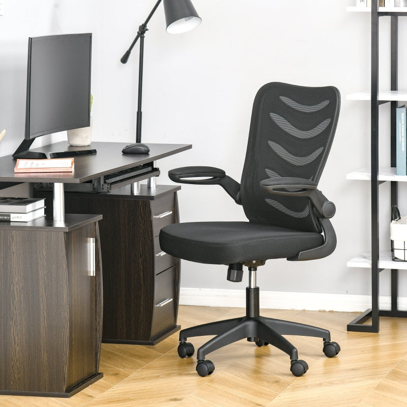 Vinny Mesh Back Home Office Task Chair with Flip-Up Arm Rests Black - Seasonal Overstock