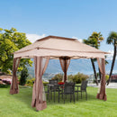 Gazebos, Zella 11' x 11' Khaki Pop-Up Gazebo with Mesh Walls and Carry Bag - Seasonal Overstock