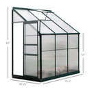 Greenhouses, 6.3' x 4.1' Lean-To Walk-In Greenhouse with Aluminum Frame, Polycarbonate Panels, Sliding Door - Green - Seasonal Overstock