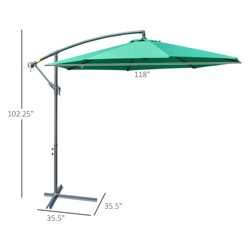 10' Deluxe Cantilever Patio Umbrella - Green - Seasonal Overstock