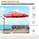 Patio Umbrella, 11ft Offset Cantilever Patio Umbrella with Easy Tilt Adjust - Red - Seasonal Overstock