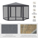 Gazebos, 13ft Hexagonal Portable Party Gazebo with Mesh Walls - Dark Grey - Seasonal Overstock