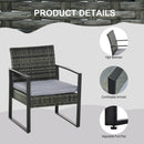 Patio Furniture, Ricardo 3pc Rattan Wicker Chair and Table Set - Grey - Seasonal Overstock