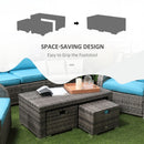 Balsam Cove 6pc Outdoor Wicker Sofa Chairs Table and Stool Patio Set - Sky Blue - Seasonal Overstock