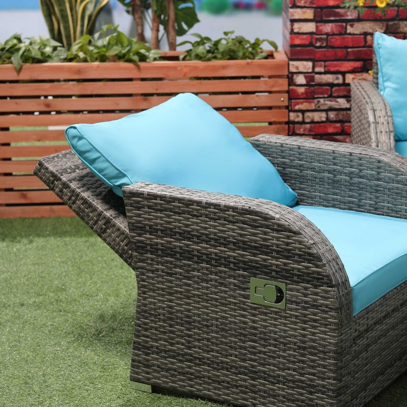 Balsam Cove 6pc Outdoor Wicker Sofa Chairs Table and Stool Patio Set - Sky Blue - Seasonal Overstock