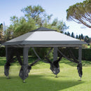 Gazebos, Cairo 12' x 12' Pop-Up Gazebo Canopy with Mesh Side Walls and Storage Bag - Grey - Seasonal Overstock