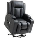 Darian Black Faux Leather Powered Lift Chair Recliner - Seasonal Overstock