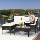 Easton 3pc Outdoor Sofa Sectional with Table - White - Seasonal Overstock