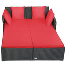 Halton Outdoor Rattan Lounging Patio Sofa - Red - Seasonal Overstock