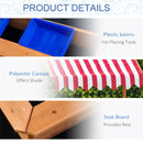 Kids Casa 42" x 42" Sandbox with Canopy Shade - Red Stripes - Seasonal Overstock