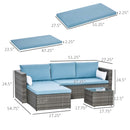 Patio Furniture, Olwen 3pc Patio Sectional Sofa with Reversible Chaise - Light Blue / Grey - Seasonal Overstock