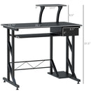 Sloan 35" Black Workstation Desk with Keyboard Tray & PC Shelf - Seasonal Overstock