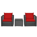 Tarin 3pc Outdoor Rattan Table and Chairs Set - Red - Seasonal Overstock