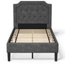 Tula Twin Size Grey Upholstered Platform Bed - Seasonal Overstock