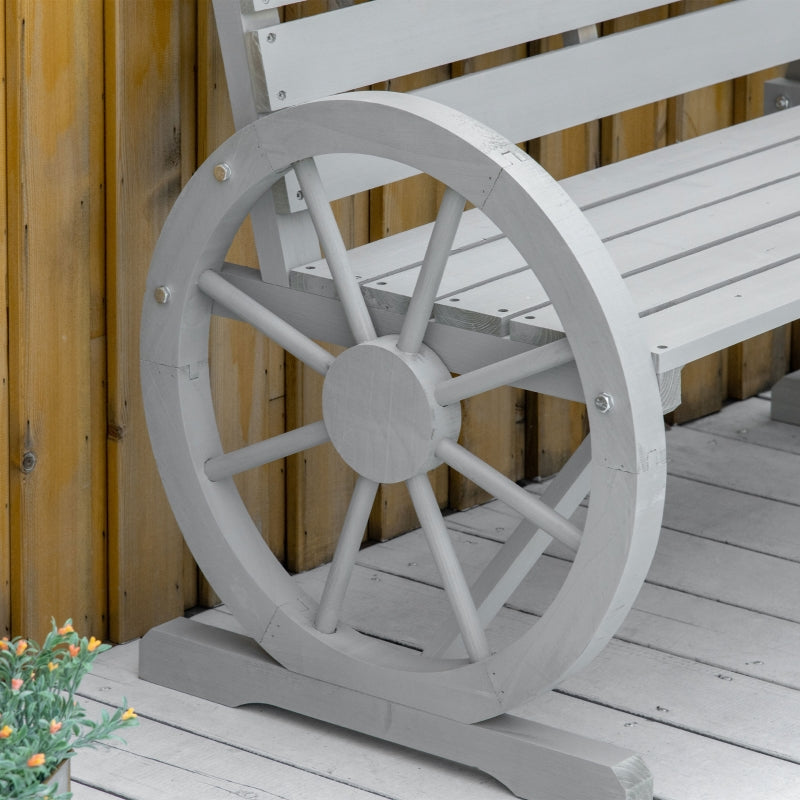 Wainwright 42" Outdoor Wagon Wheel Wood Garden Bench - Grey - Seasonal Overstock