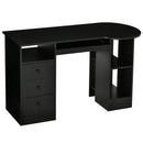 Yuna Computer Desk with Drawers, Shelves & Keyboard Tray - Black - Seasonal Overstock