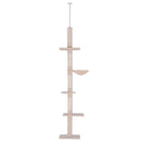Cat Trees, Floor To Ceiling 5 Tier Cat Tree in Beige - Seasonal Overstock