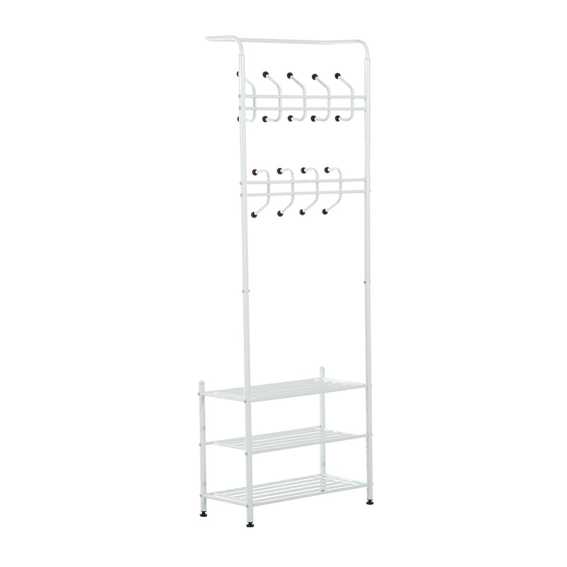 Brynn Entranceway Hall Tree with Coat and Shoe Storage - White - Seasonal Overstock