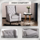 Harland Button Tufted Wing Back Armchair - Grey - Seasonal Overstock