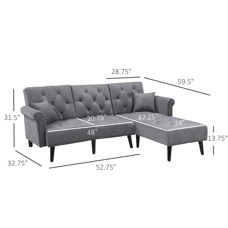 Rivo 82" Sectional Sofa Bed in Grey - Seasonal Overstock