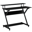 Ryan 39" Wide Black Two-Tiered Z-Frame Desk - Seasonal Overstock