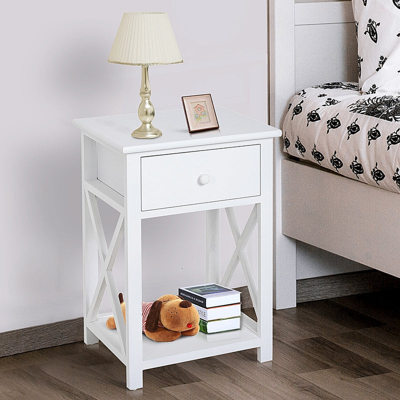 Selina White Accent End Table with Drawer - Seasonal Overstock