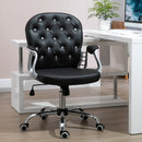Stella Diamond Tufted Vanity Task Chair - Black Faux Leather - Seasonal Overstock