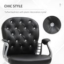 Stella Diamond Tufted Vanity Task Chair - Black Faux Leather - Seasonal Overstock