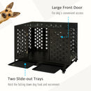 45" Paw Pattern Steel Dog Crate with Castors - Seasonal Overstock