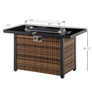 Fire Table, Genesis 50,000 BTU Propane Fire Table Brown Rattan with Glass Cover - Seasonal Overstock