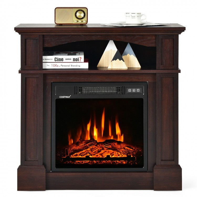 Baldwin 1400W Freestanding Electric Fireplace with Shelf - Brown - Seasonal Overstock