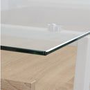 Cosmo Modern Glass Top Desk with Shelf In Oak and White Finish - Seasonal Overstock