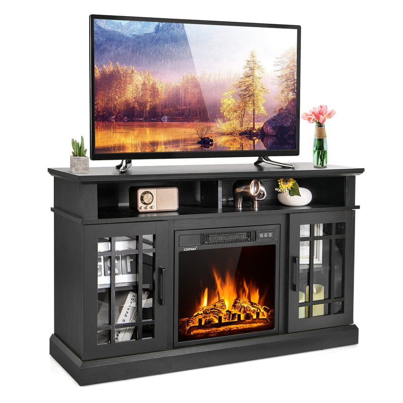 Felder Black 1400W Electric Fireplace TV Stand for TVs up to 50" - Seasonal Overstock