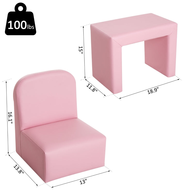 Kids 2 in 1 Table and Chair Set - Pink - Seasonal Overstock