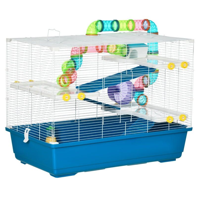 Large Hamster Cage Kit with Exercise Wheel & Tube - Blue - Seasonal Overstock