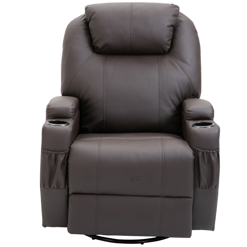 Maxx Reclining Swivel Vibration Massage Chair - Brown - Seasonal Overstock