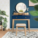 Vanity, Melvyna Luxury Vanity with LED Mirror - Navy / Gold - Seasonal Overstock