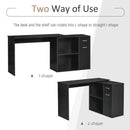 Soren Convertible Desk With Cabinet, Shelves and Drawer - Black - Seasonal Overstock
