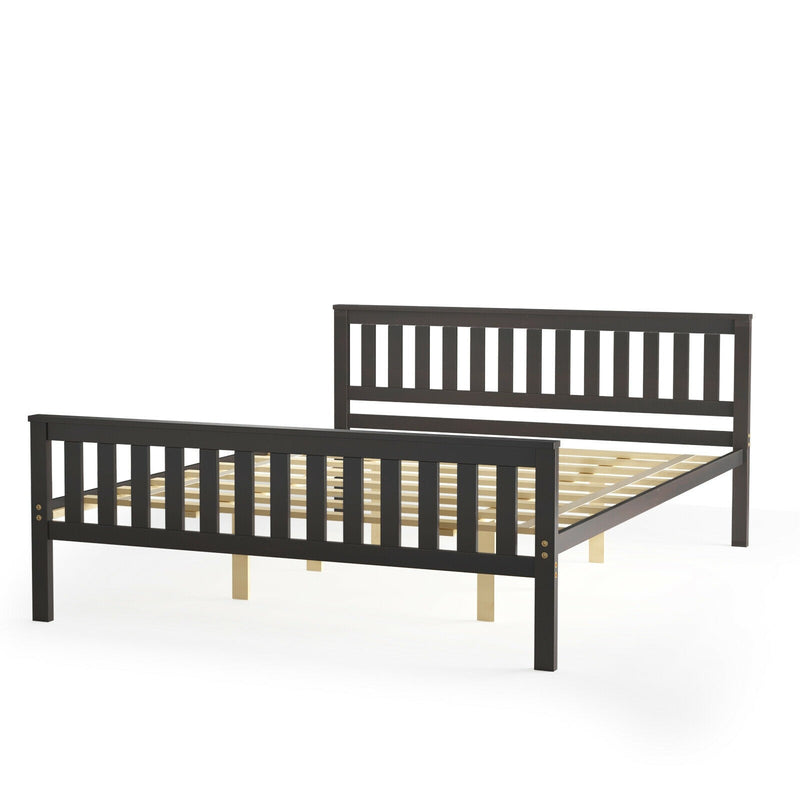 Tawny Espresso Brown Queen Size Wood Platform Bed - Seasonal Overstock