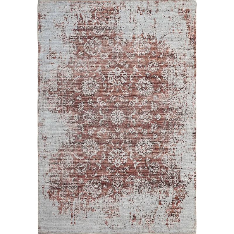 Terach Rust Weathered Oriental Washable Area Rug by Sahara Designs - Seasonal Overstock