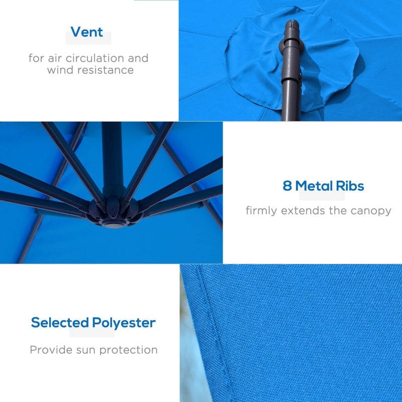 10' Deluxe Cantilever Patio Umbrella - Blue - Seasonal Overstock