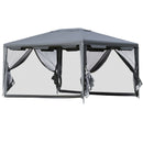 10' x 13' Party Gazebo Canopy Tent with Mesh Walls - Grey - Seasonal Overstock