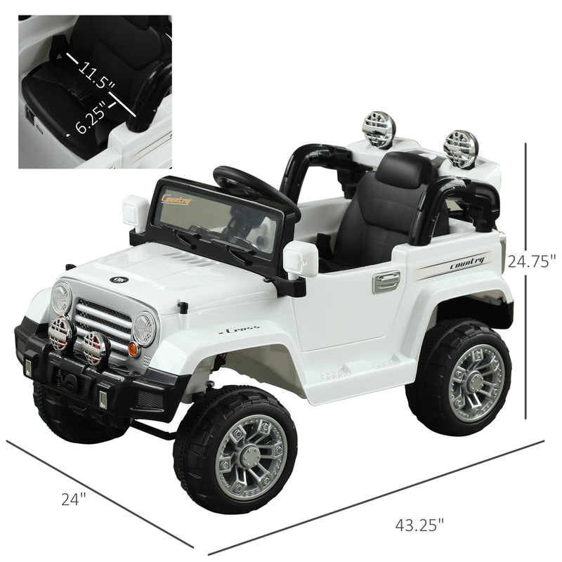 12V Ride On 2 Speed Jeep with Parent Remote Control - White - Seasonal Overstock