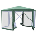 13ft Hexagonal Portable Party Gazebo with Mesh Walls - Green - Seasonal Overstock