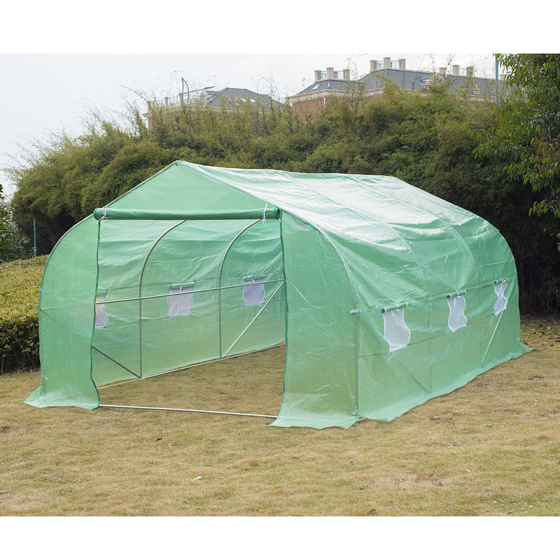 15 x 10ft Soft Cover Walk-In Greenhouse - Green - Seasonal Overstock