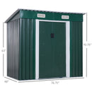 Storage Sheds, 4' x 6.4' Outdoor Steel Garden Tool Storage Shed - Dark Green - Seasonal Overstock