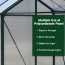 Greenhouses, 6.2' x 6.3' Walk-In Greenhouse with Aluminum Frame, Polycarbonate Panels, Sliding Door - Green - Seasonal Overstock