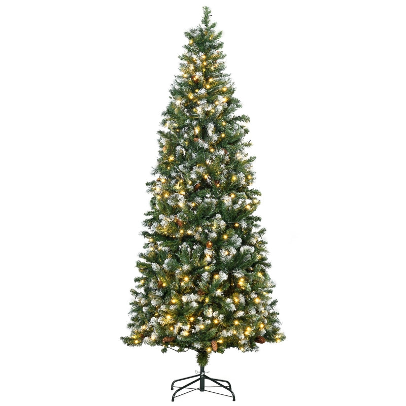 7.5ft Skinny Artificial Pre-Lit Christmas Tree with Pine Cones & 350 LEDs - Seasonal Overstock